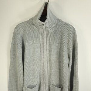 Vtg Clipper Mist Sweater Jacket Men's Large Gray Zip Front Grandpa Grunge
